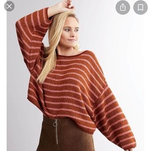 Free People Bardot Striped Sweater
